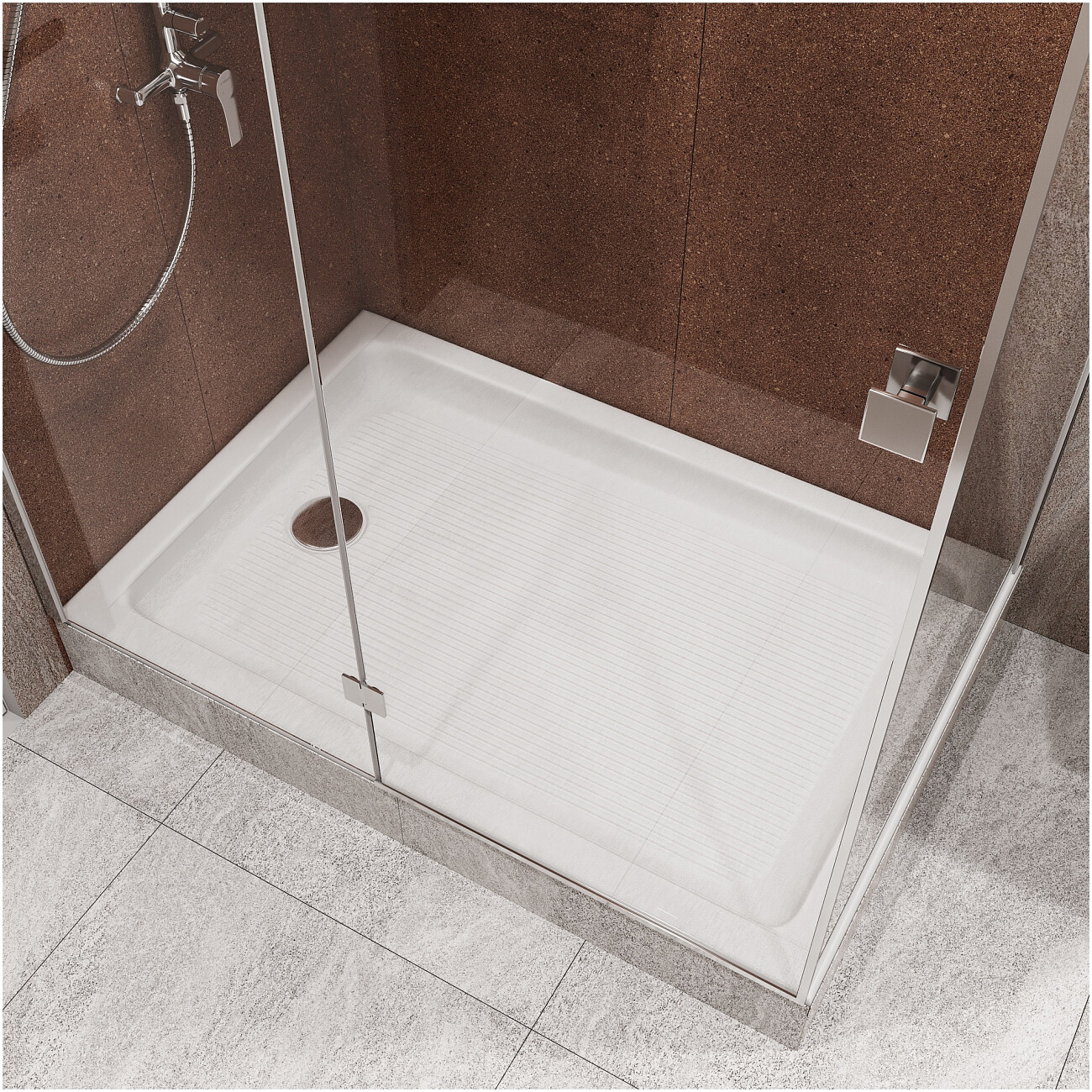 Душевой уголок прямоугольный 80х120 см хром Diwo "Дмитров" Щ0000055596 - изображение 8