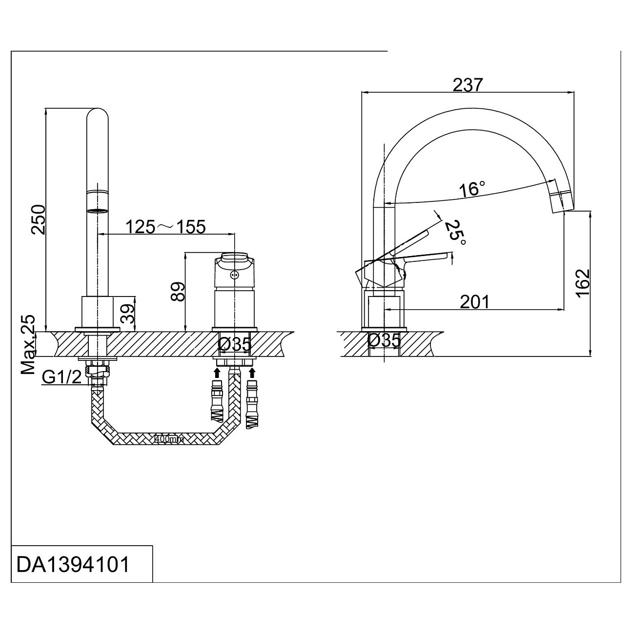 Смеситель для раковины однорычажный хром D&K Rhein Marx DA1394101 - изображение 2