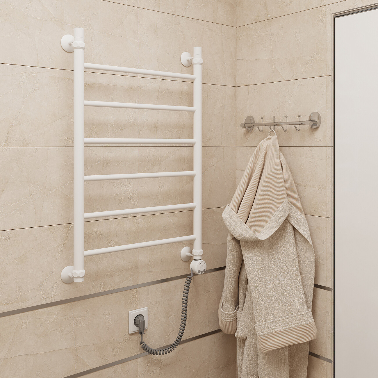 Полотенцесушитель электрический 80х50 см белый Ewrika "Сафо" P R - изображение 4