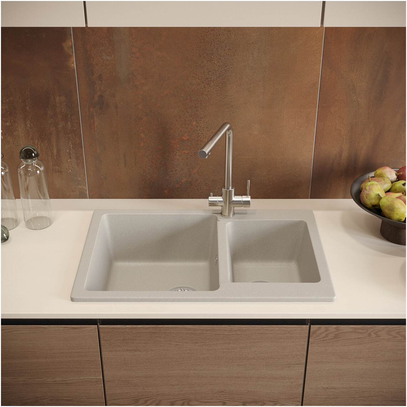 Мойка кухонная бежевая Domaci "Болонья" М-191-003 - изображение 7