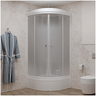 Душевая кабина четверть круга со средним поддоном 90х90 см белая Triton &quot;Сатин В&quot; Щ0000058489
