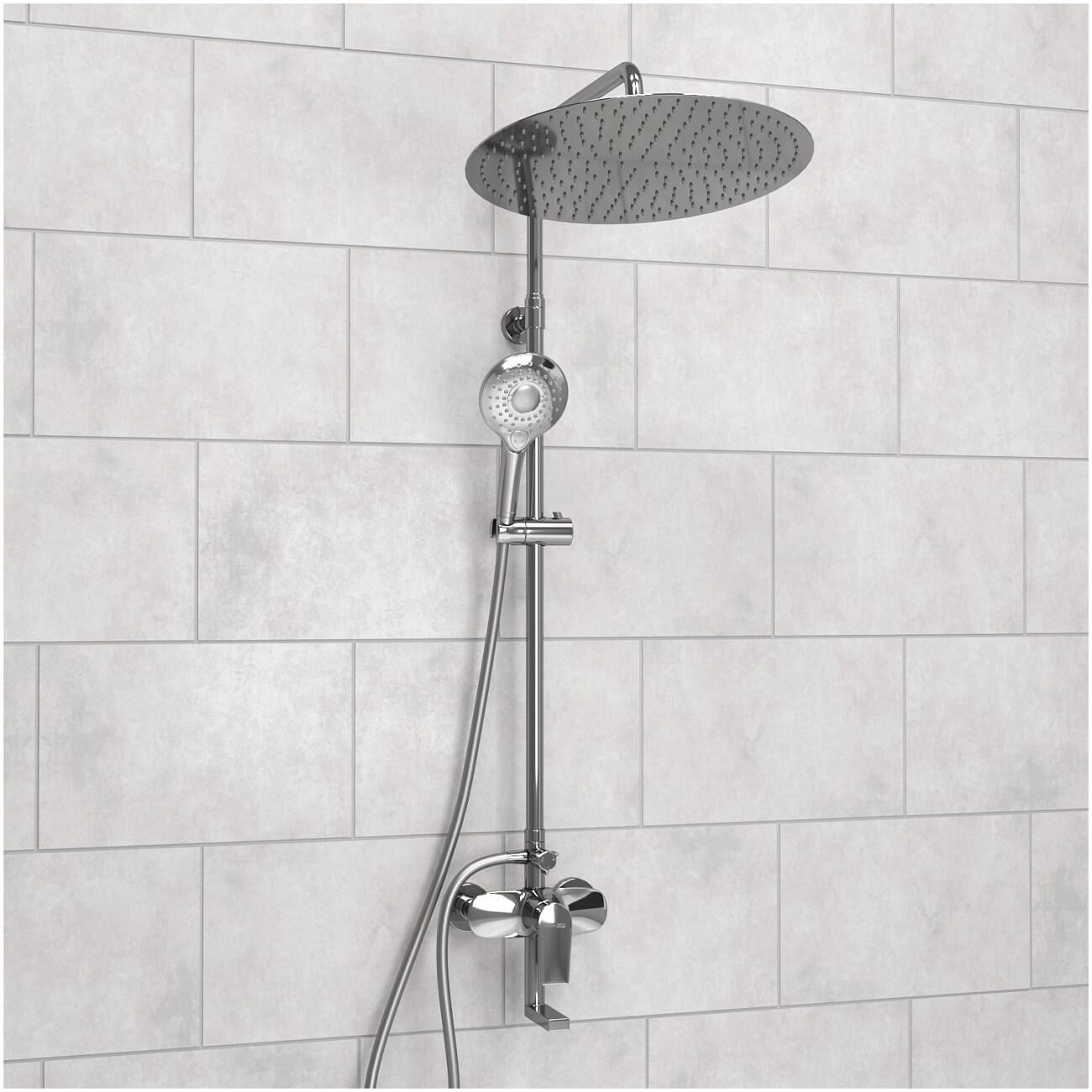 Душевой комплект со смесителем хром Wasserkraft A166.117.101.087.CH SET2713 - изображение 2