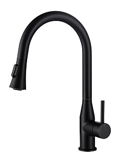 Смеситель для кухни с выдвижной лейкой черный Timo Saona 2336-03FL