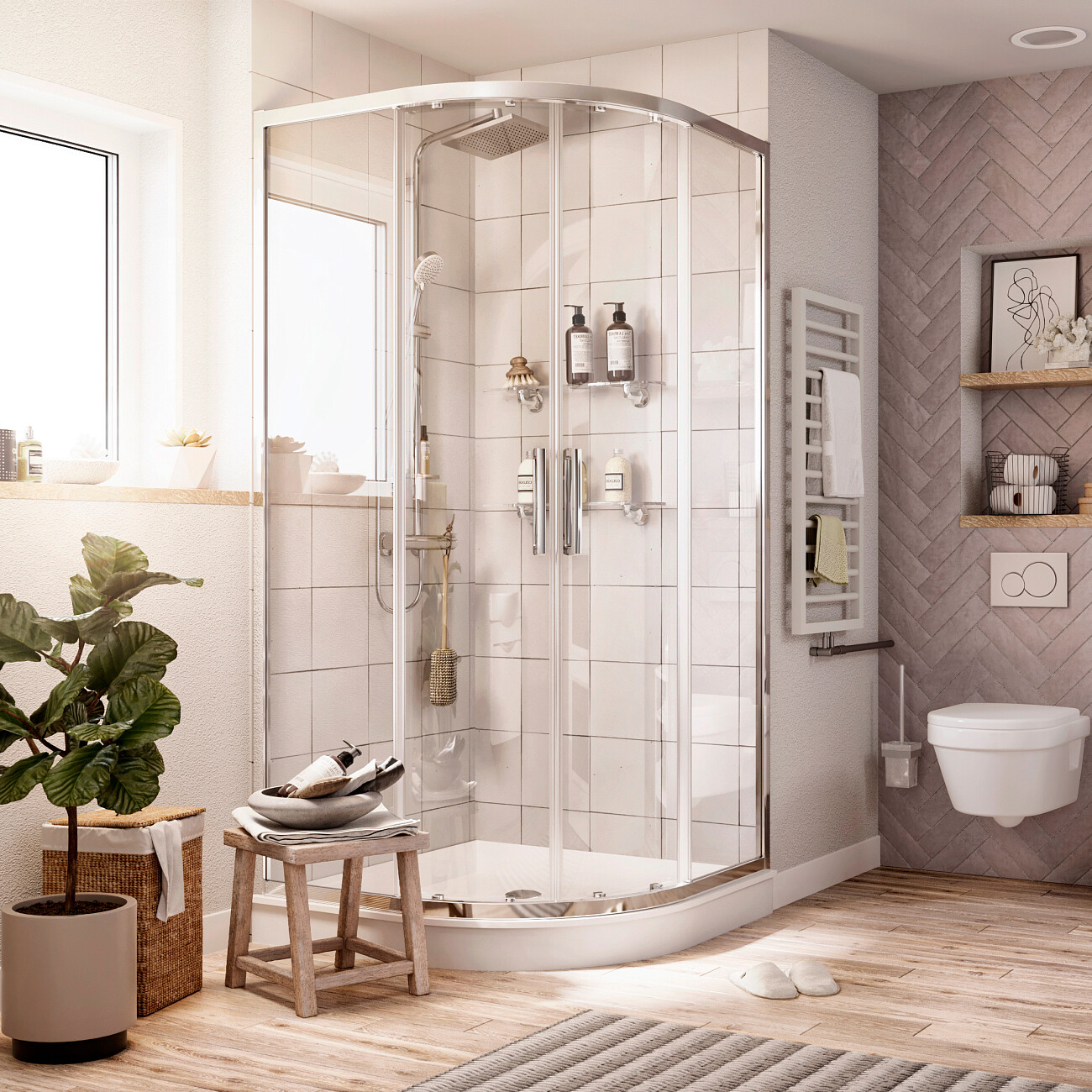 Душевой уголок четверть круга 110x110 см хром Stworki "Хельсинки" - изображение 2