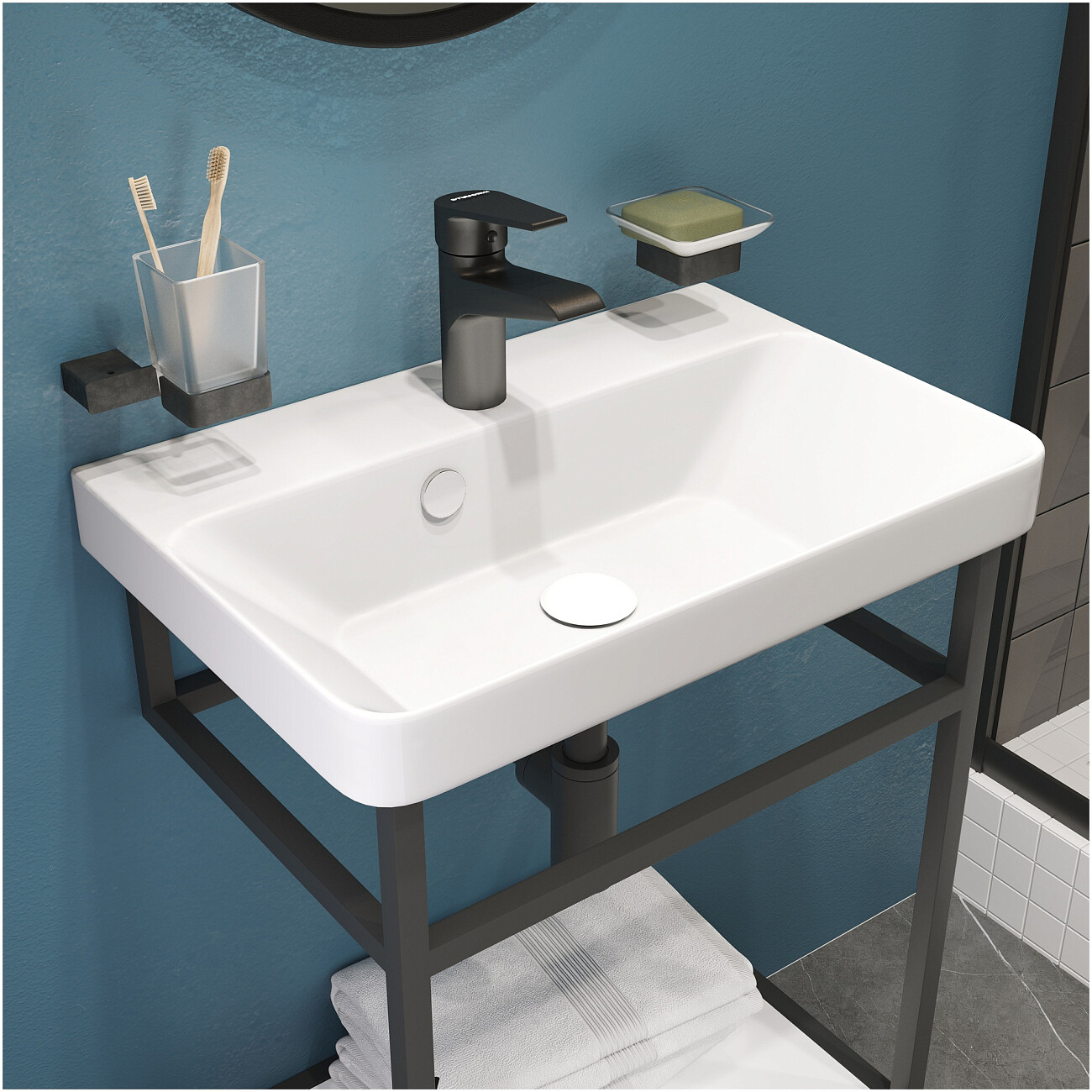 Смеситель для раковины однорычажный черный Stworki "Эстфолл" S44010BK - изображение 6