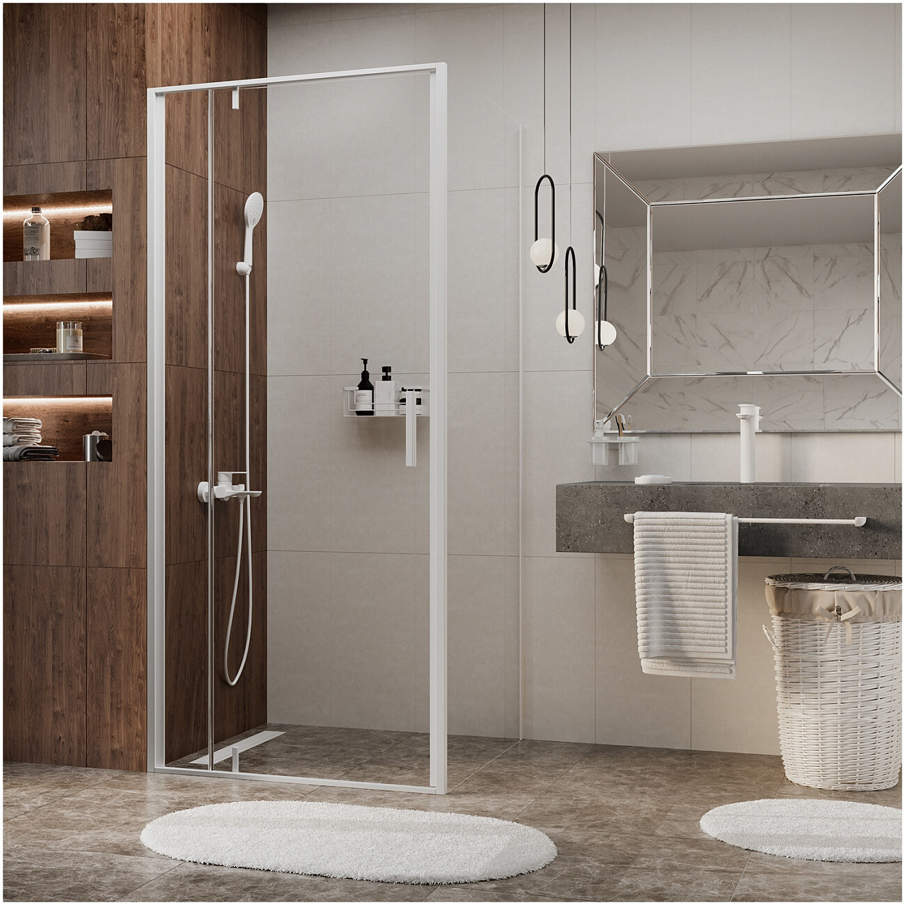 Душевой уголок квадратный 90х90 см белый Wasserkraft Neime 19P03 - изображение 3