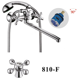 Смеситель для ванны с душевой лейкой и длинным изливом хром D-Lin D146810-F