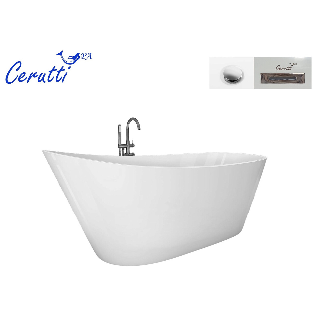 Ванна акриловая овальная 75х170 см белая Cerutti SPA Viva N CT10864 - изображение 4