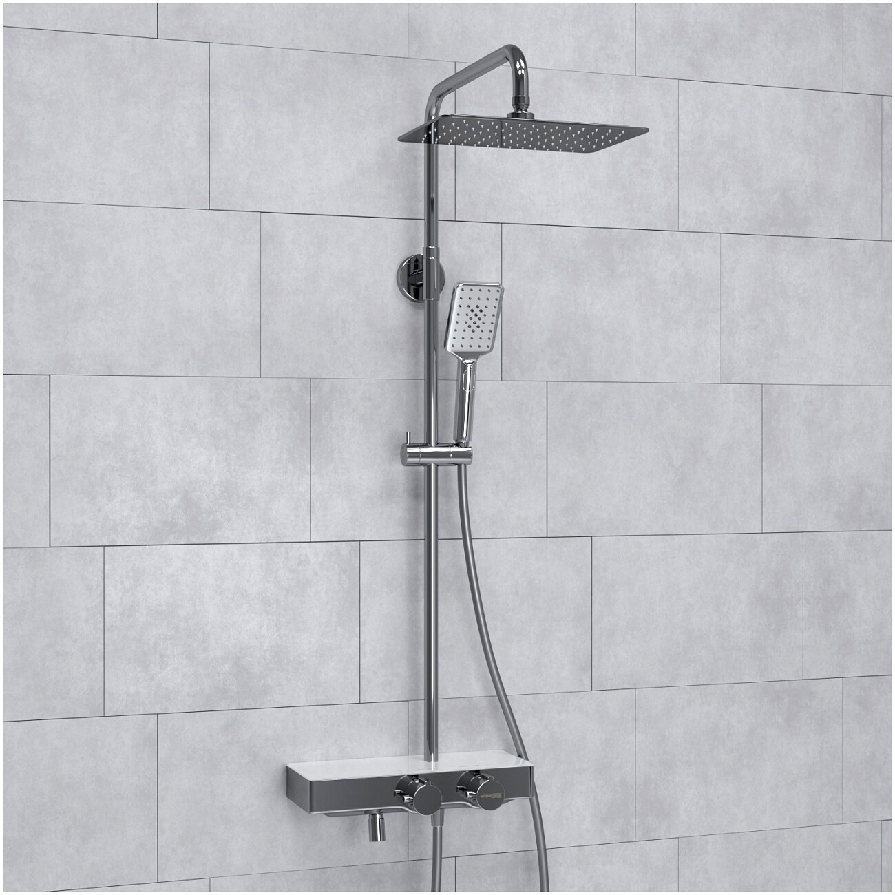 Душевой комплект с верхним душем и лейкой хром Wasserkraft A113.069.126.CH Thermo - изображение 2