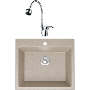 Мойка песочная Domaci &quot;Болонья&quot; М-44-004 со смесителем &quot;Ливорно&quot; WFD04163B