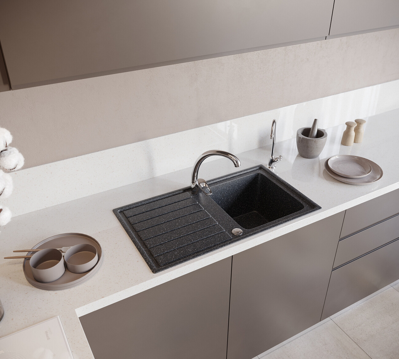 Мойка кухонная черная Domaci "Бьелла" DMC-20-308 - изображение 3