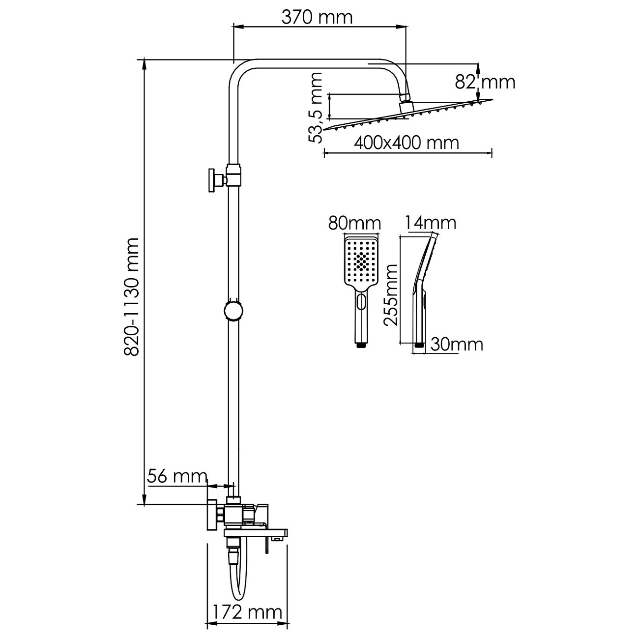 Душевая система со смесителем из латуни хром Wasserkraft A177.119.103.087.CH - изображение 4