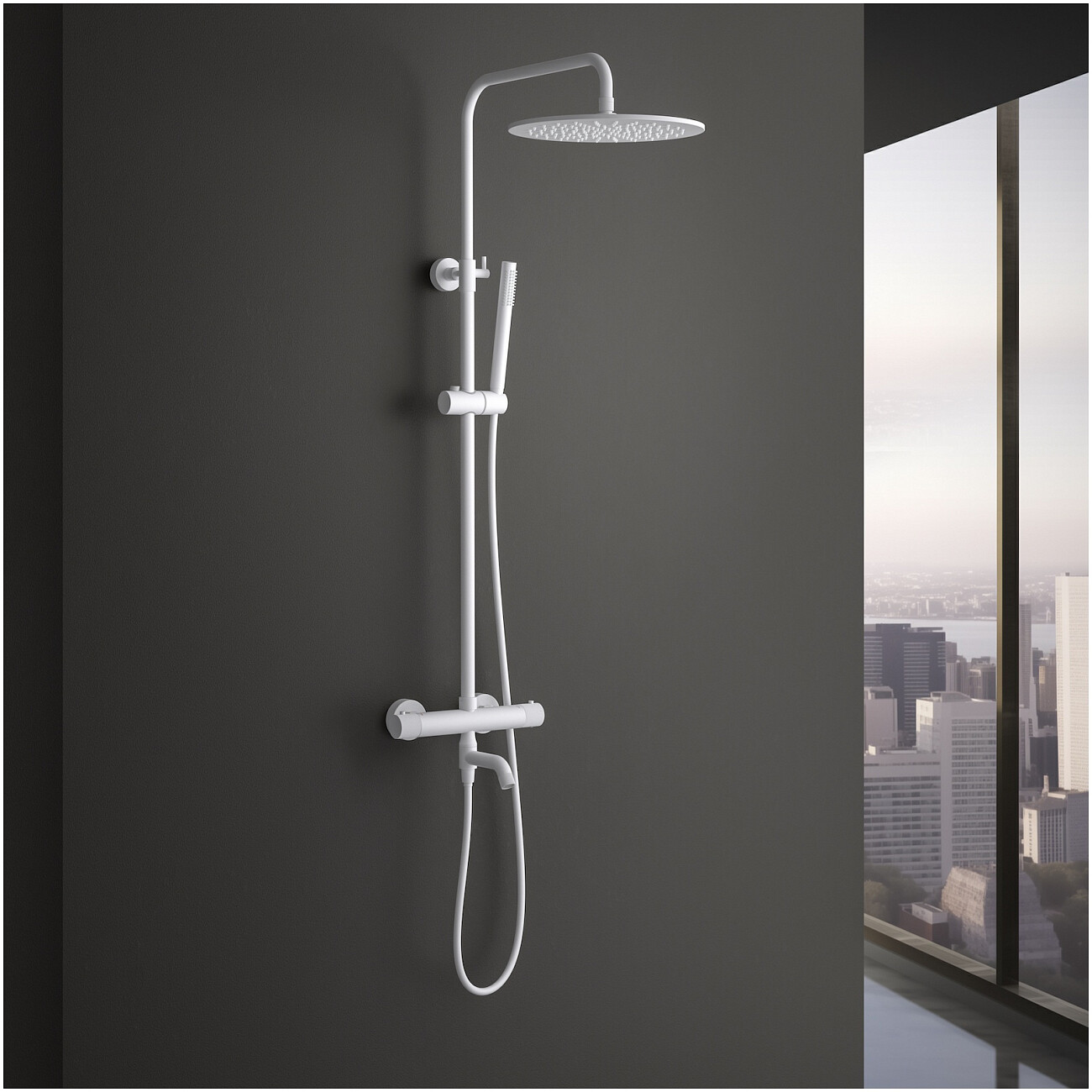 Душевой комплект с верхним душем, изливом и термостатом белый матовый Timo Saona SX-2380-16 - изображение 2