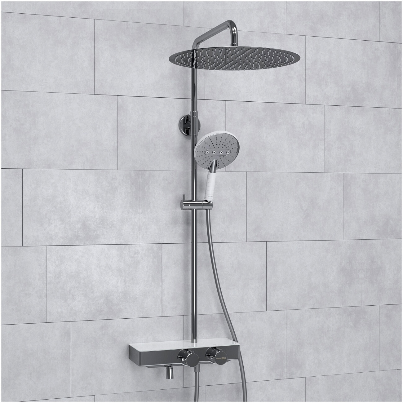 Душевой комплект с верхним душем и лейкой хром Wasserkraft A113.117.059.CH Thermo - изображение 2