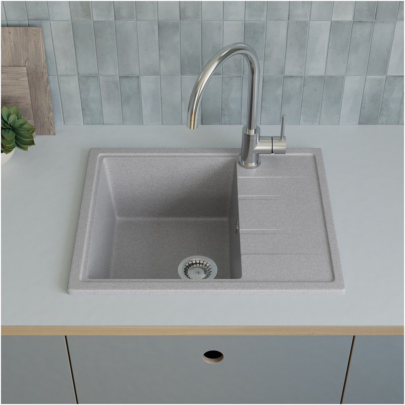 Мойка кухонная светло-серая Domaci "Болонья" М-150-006 - изображение 7