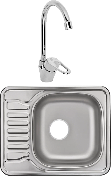 Мойка кухонная сталь Domaci "Равенна" Fort DCO 580*480 (6) OTG со смесителем D11-001cr - изображение 1