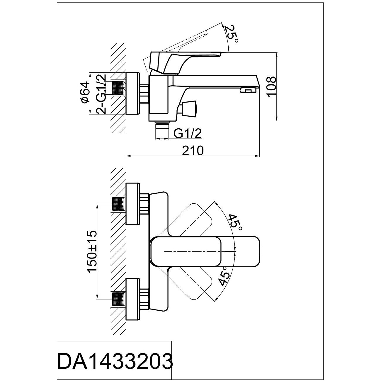 Смеситель для ванны однорычажный с душевым гарнитуром белый D&K Berlin Steinbeis DA1433216 - изображение 2