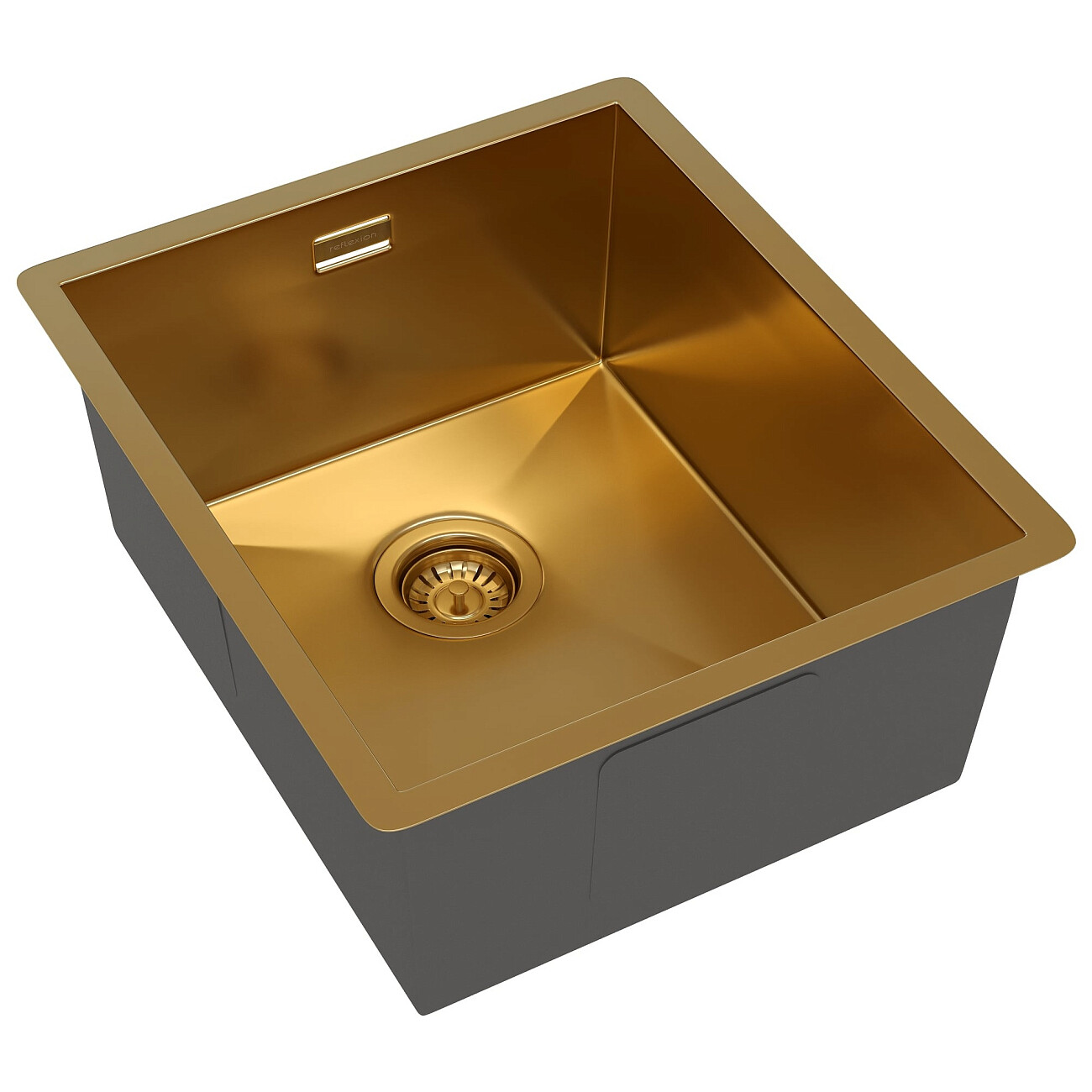 Кухонная мойка из нержавеющей стали 44х38 см брашированное золото Reflexion Como RX2038GD - изображение 4