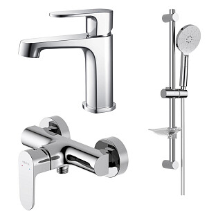 Душевой комплект с лейкой, смесителем для раковины и ванны хром Aquatek &quot;Оберон&quot; AQ1231CR