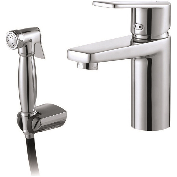 Смеситель для раковины с гигиеническим душем хром D&K Rhein Lessing DA1322601 - изображение 1