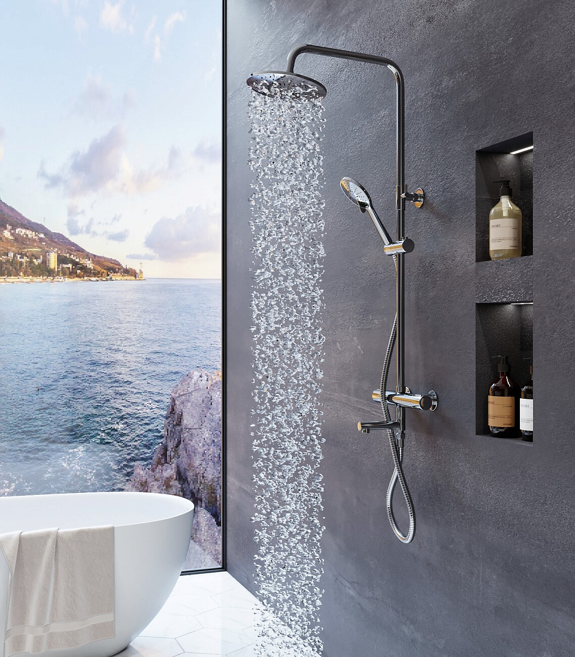 Душевая стойка с верхним душем и термостатом хром Stworki "Рандерс" RD-03cr - изображение 10