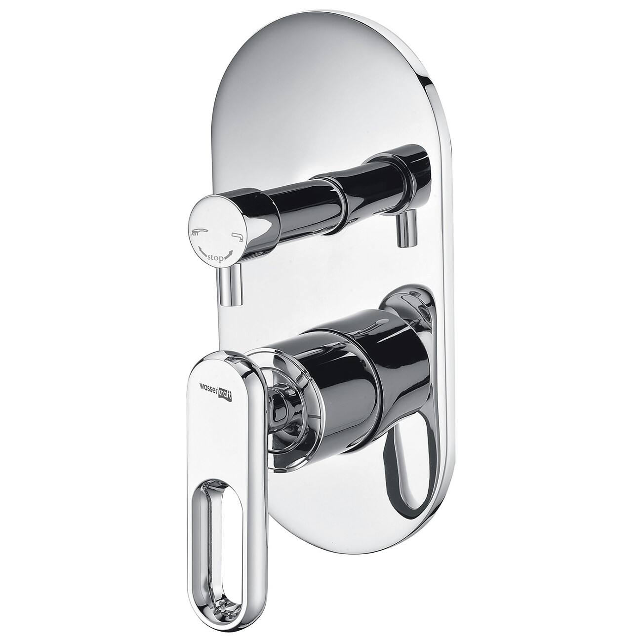 Смеситель для ванны и душа встраиваемый из латуни хром Wasserkraft 1841 - изображение 4