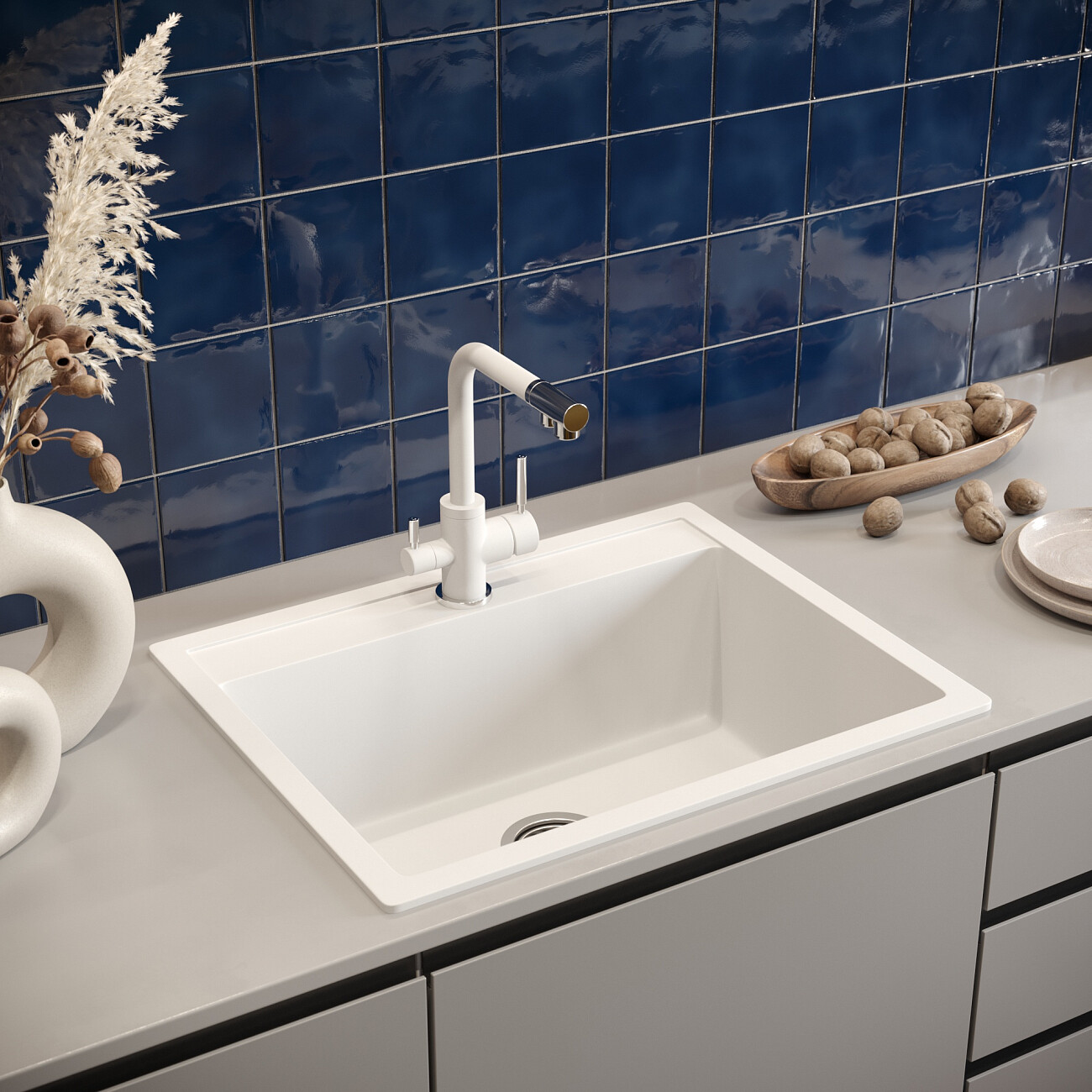 Смеситель для кухни однорычажный с изливом для фильтрованной воды агат Domaci "Солерно" DC-3003 - изображение 4