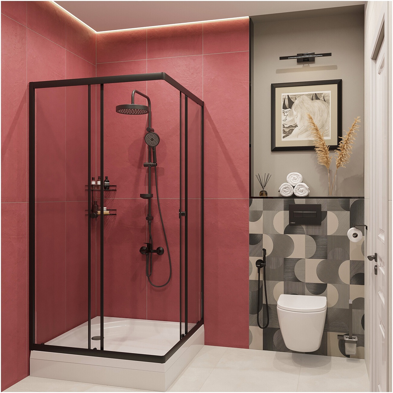 Душевая стойка с верхним душем черная Stworki "Хельсингборг" S18180BK - изображение 7