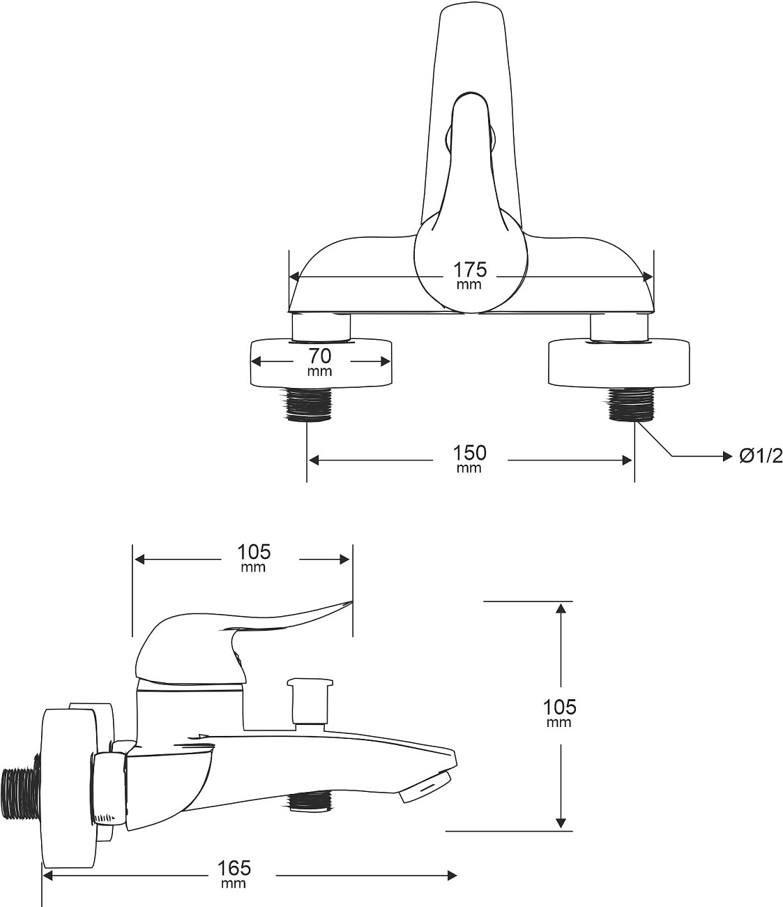 Смеситель для ванны с душем хром Mega Mercan MG-SER103 - изображение 3