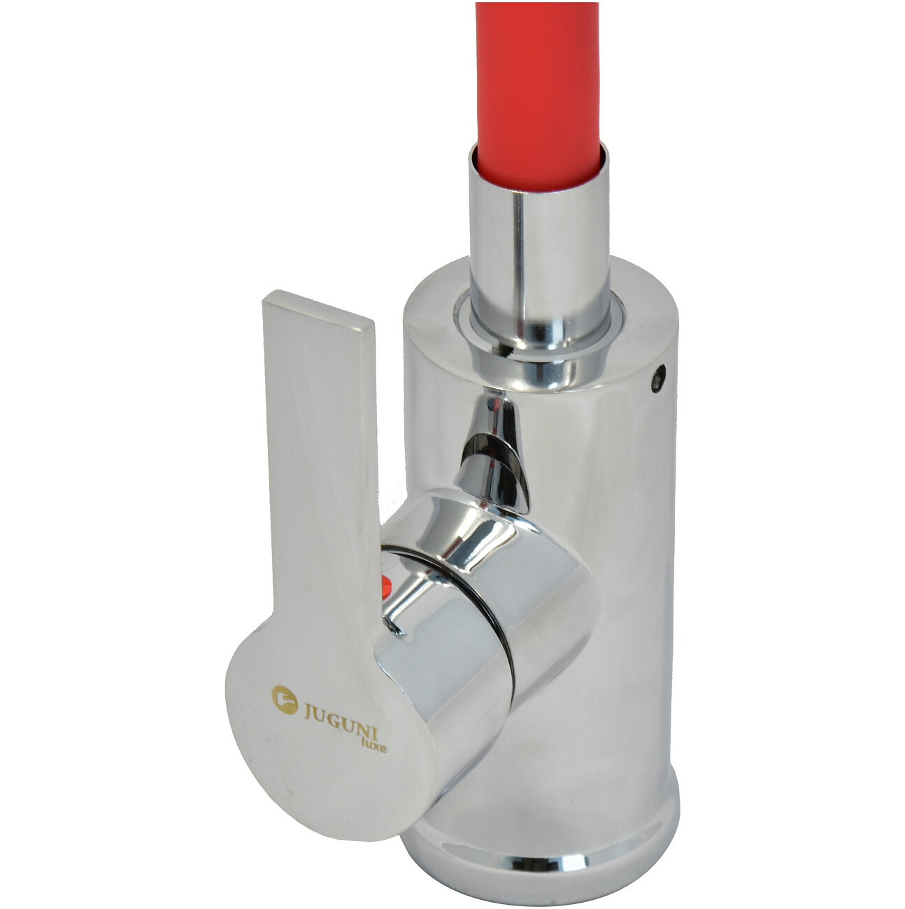 Смеситель для кухни однорычажный с гибким изливом красный, хром Juguni Luxe Capella 0402.484 - изображение 6