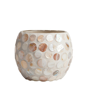 Подсвечник стеклянный бежевый с мозаикой Bacall