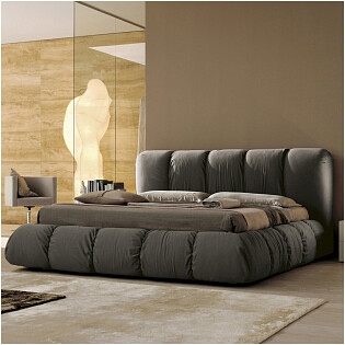 Кровать двуспальная с мягким изголовьем 160х200 серая Mobili