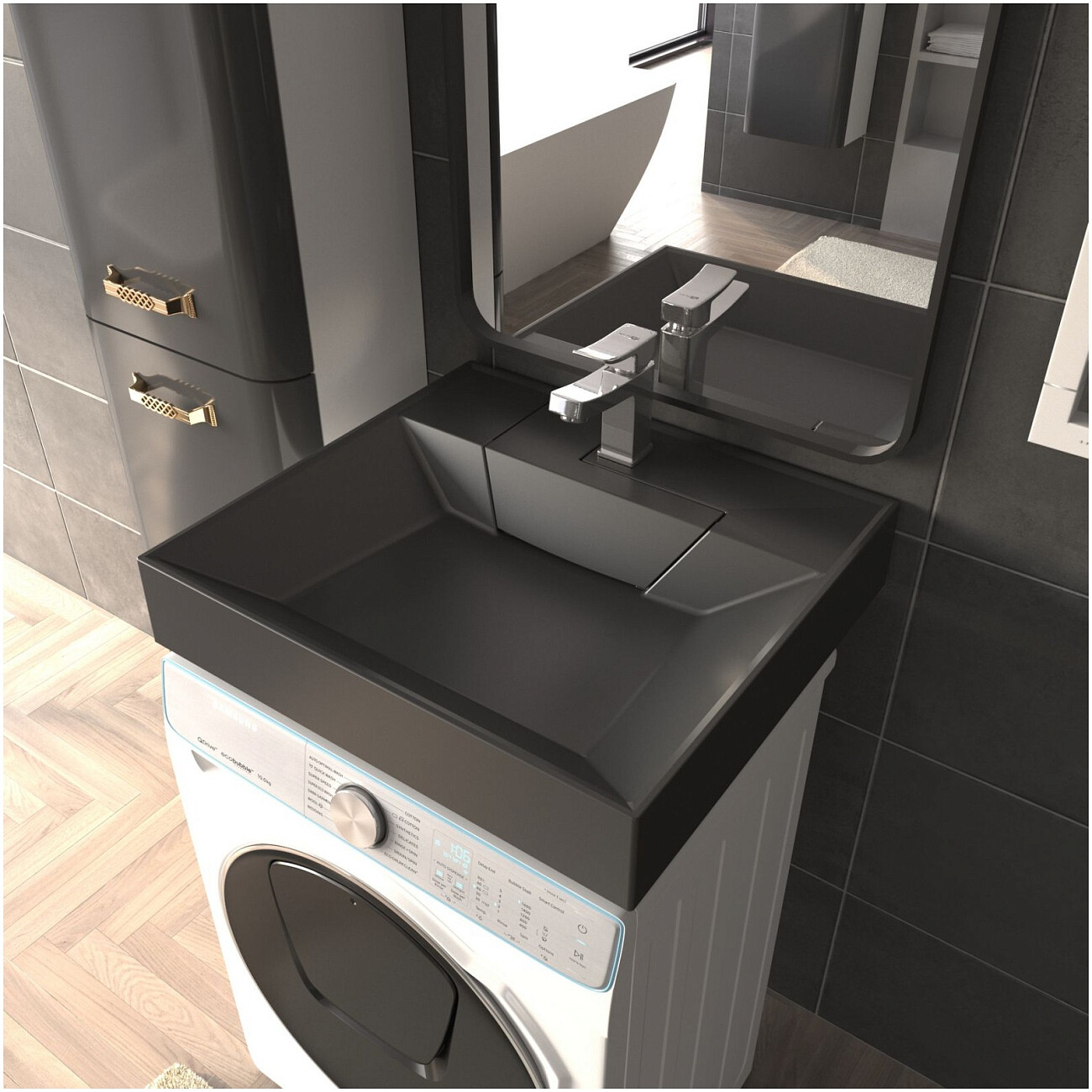 Раковина на стиральную машину 60x55 см черная Stworki "Дублин" - изображение 7