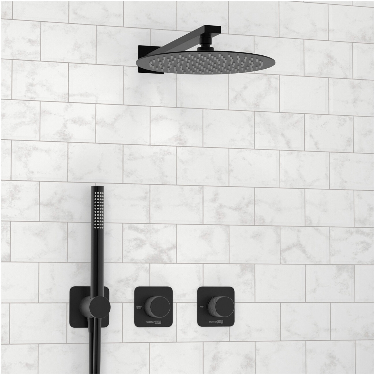 Душевой комплект встраиваемый с верхним душем черный Wasserkraft A5251.299.219.258.302.242.217 - изображение 2