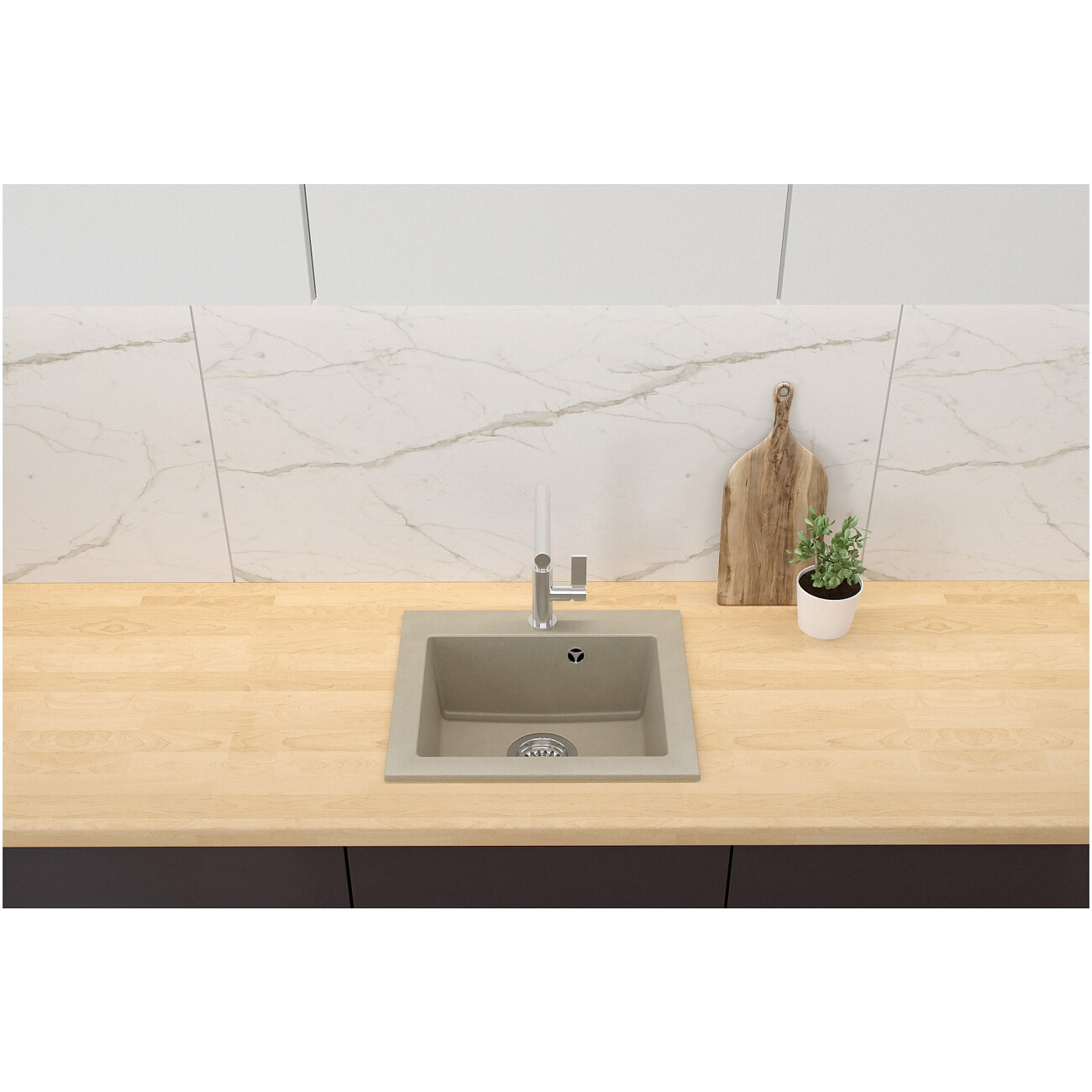 Мойка кухонная из искусственного гранита бежевая Domaci "Верона" 48-44 бежевая - изображение 5
