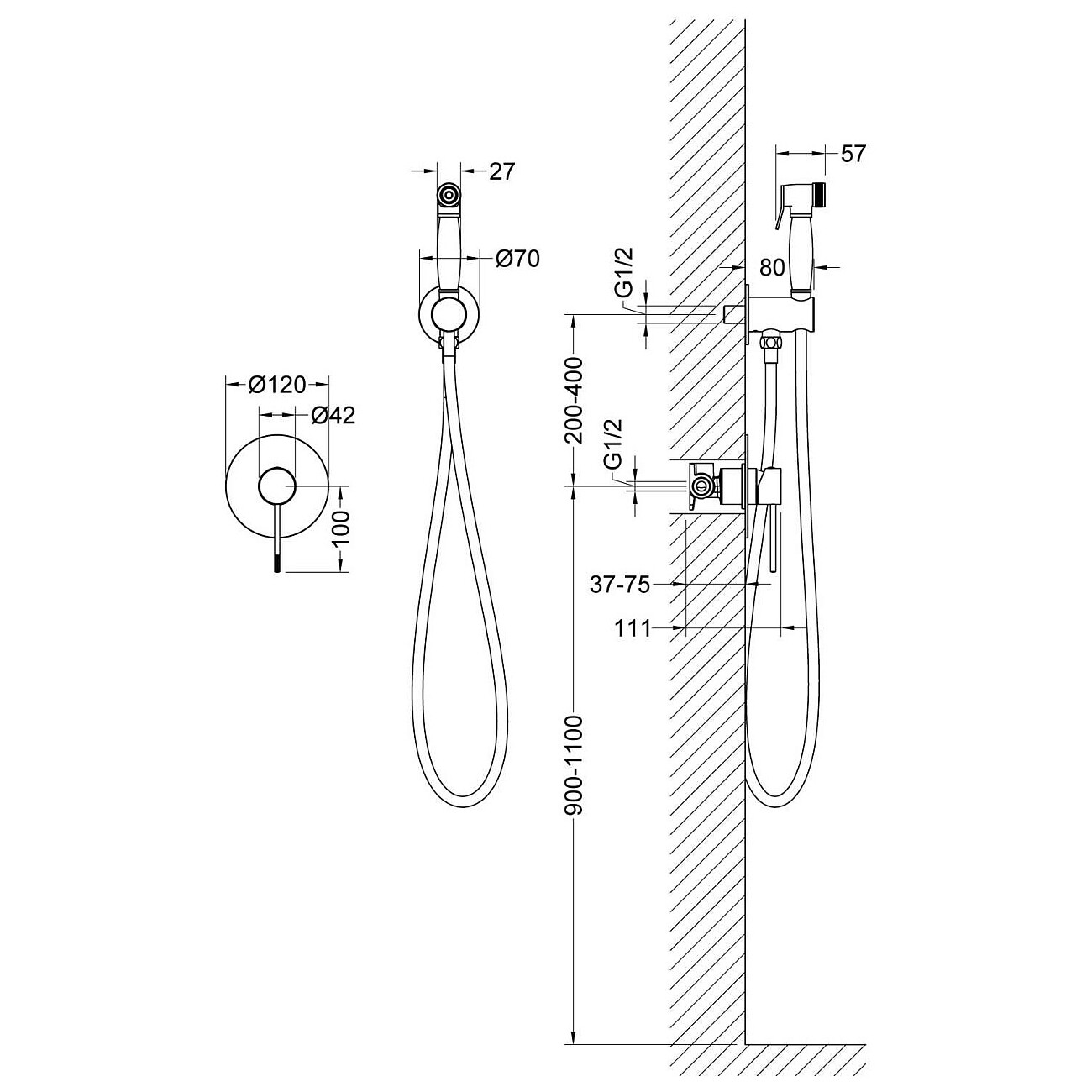 Гигиенический душ с встраиваемым смесителем белый матовый Timo Saona 2389-16SM - изображение 5