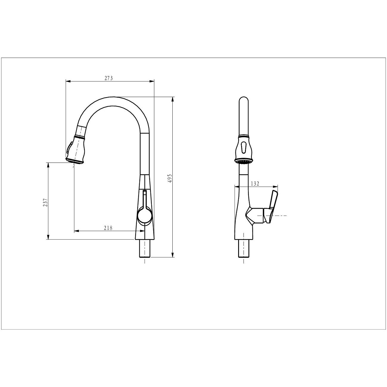 Смеситель для кухни латунный с выдвижной лейкой хром D&K Rhein Schiller DA1462501 - изображение 2
