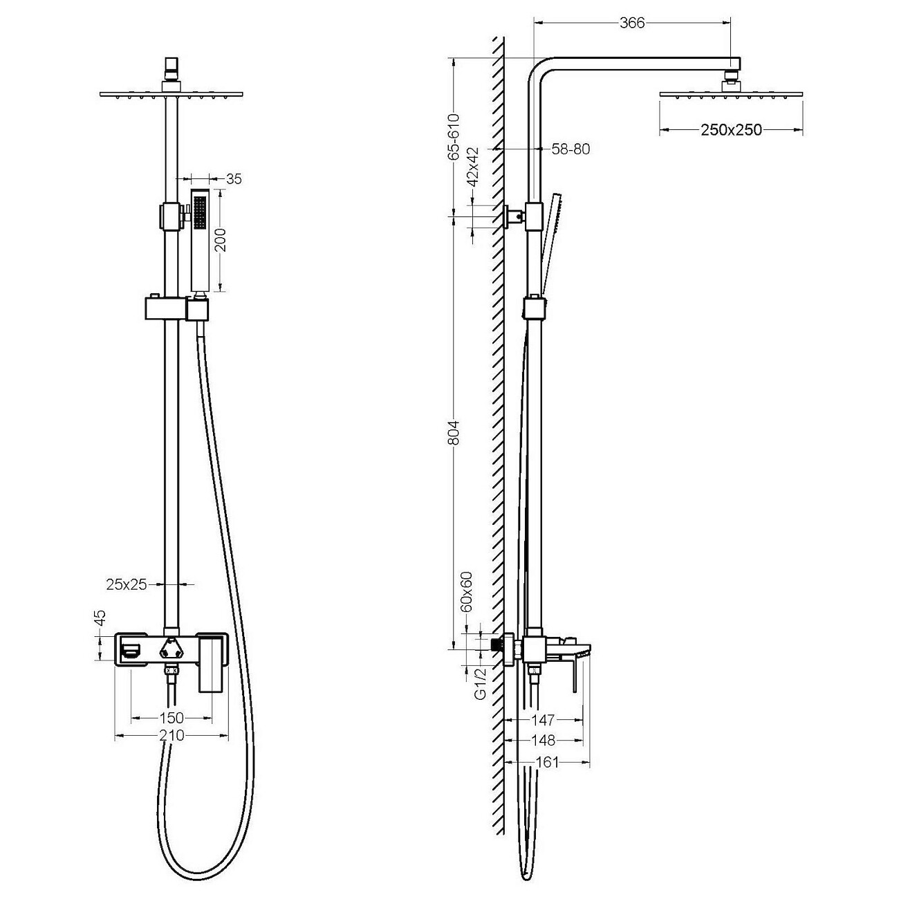 Душевая стойка с верхним душем и смесителем белая Timo Selene SX-1030-16 - изображение 2
