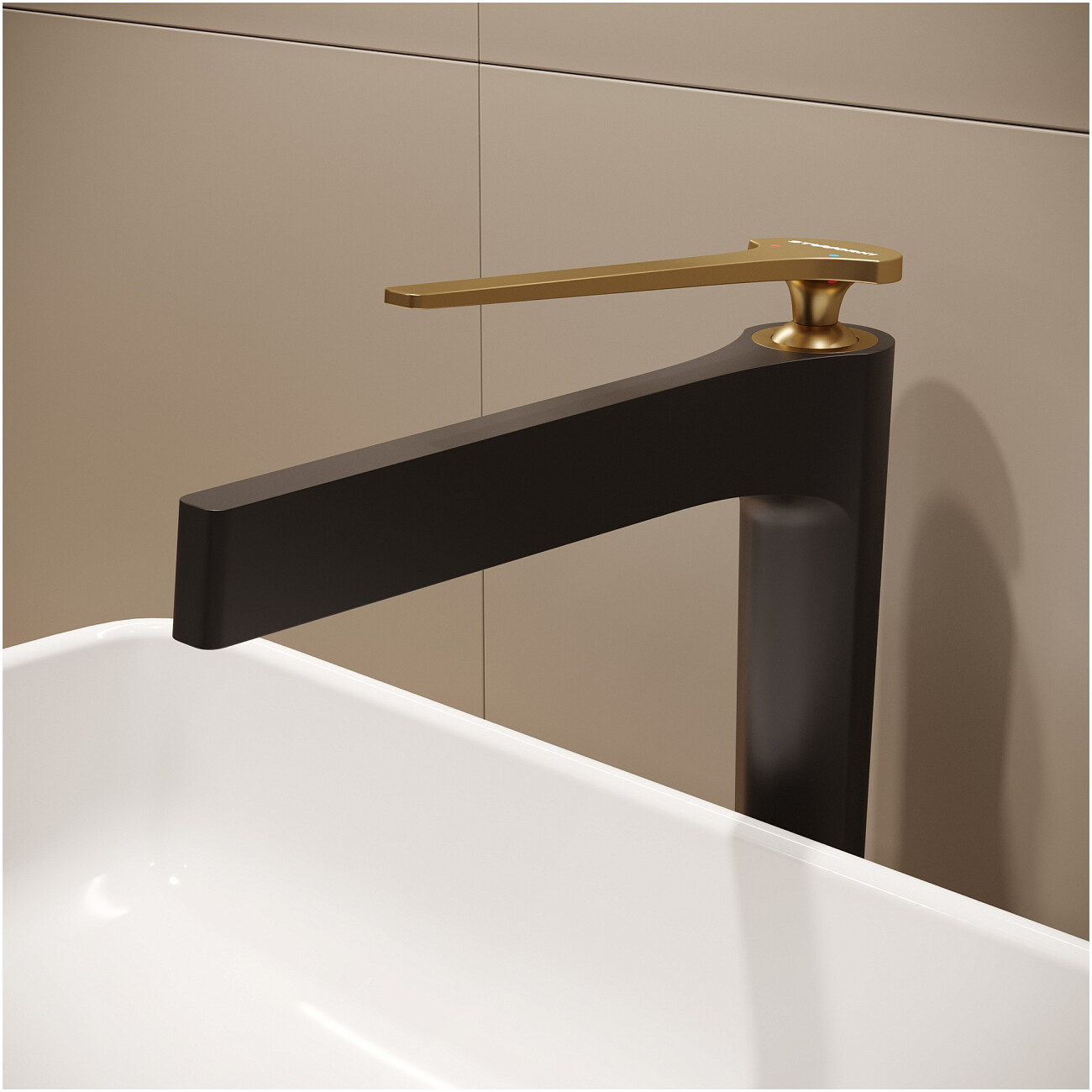 Смеситель для раковины однорычажный черный, золотой Stworki "Аулум" S06020BG - изображение 6