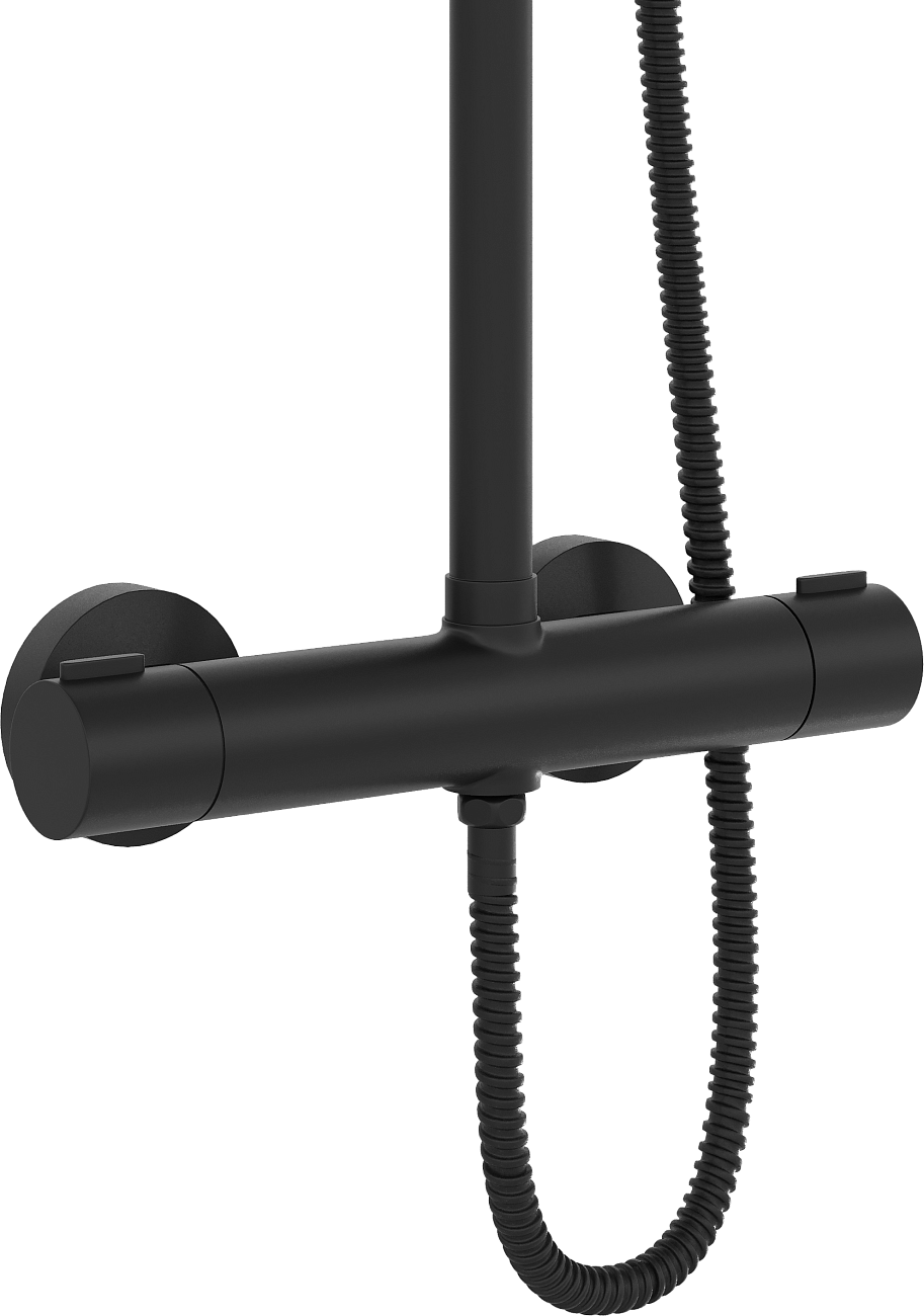 Душевая стойка с верхним душем и термостатом черная Stworki "Эстерсунд" ES-08b - изображение 5