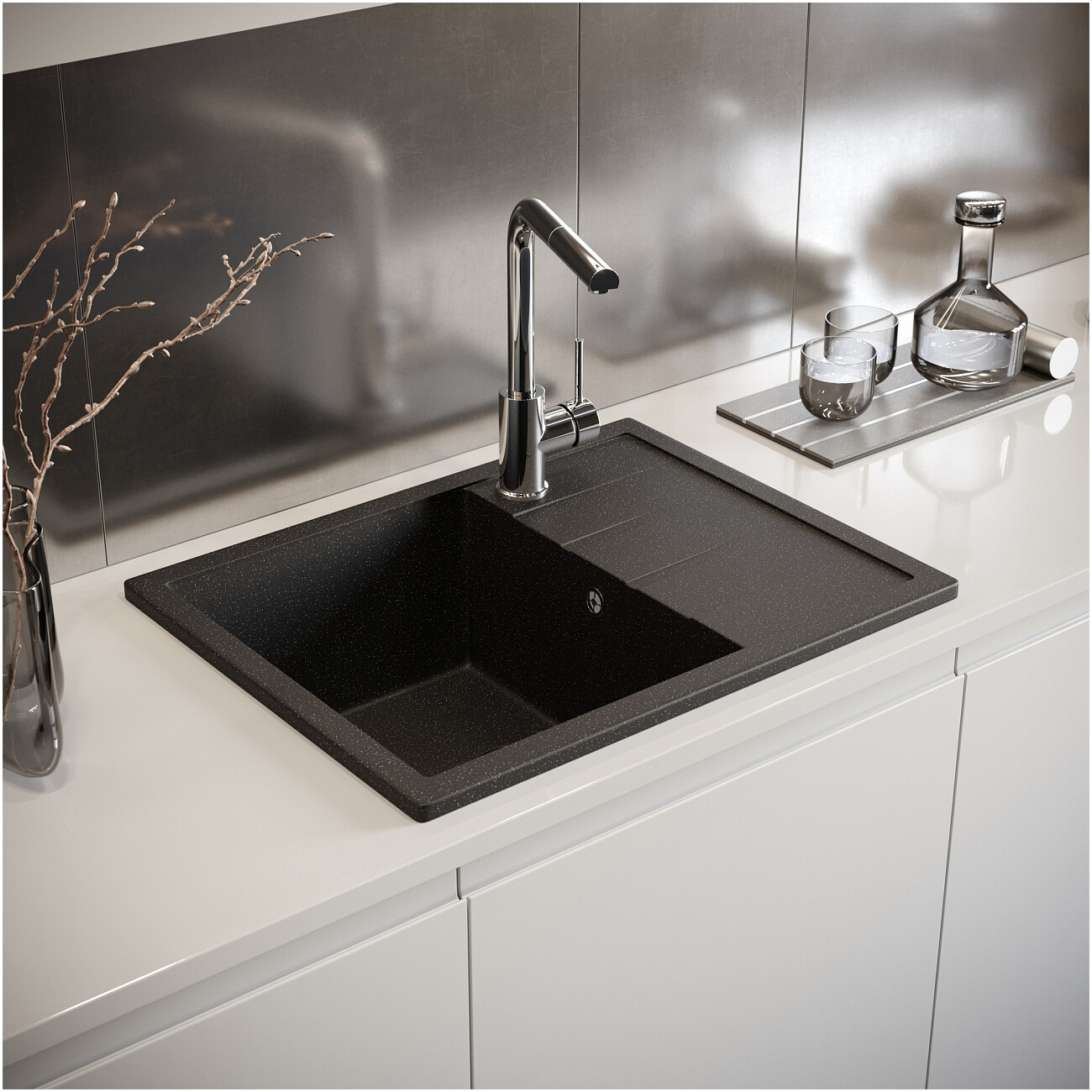 Мойка кухонная черная Domaci "Болонья" М-151-002 - изображение 8