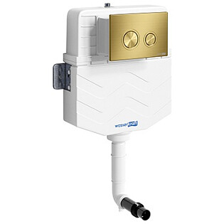 Встраиваемый смывной бачок с кнопкой смыва золото матовое Wasserkraft Aller 10TLT.031.ME.MG01