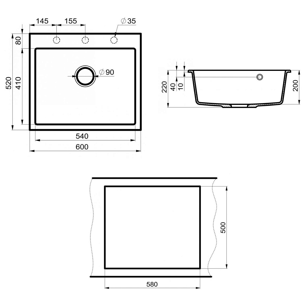 Мойка кухонная кварцевая графит Point "Бинга 60" PN3003GR - изображение 2
