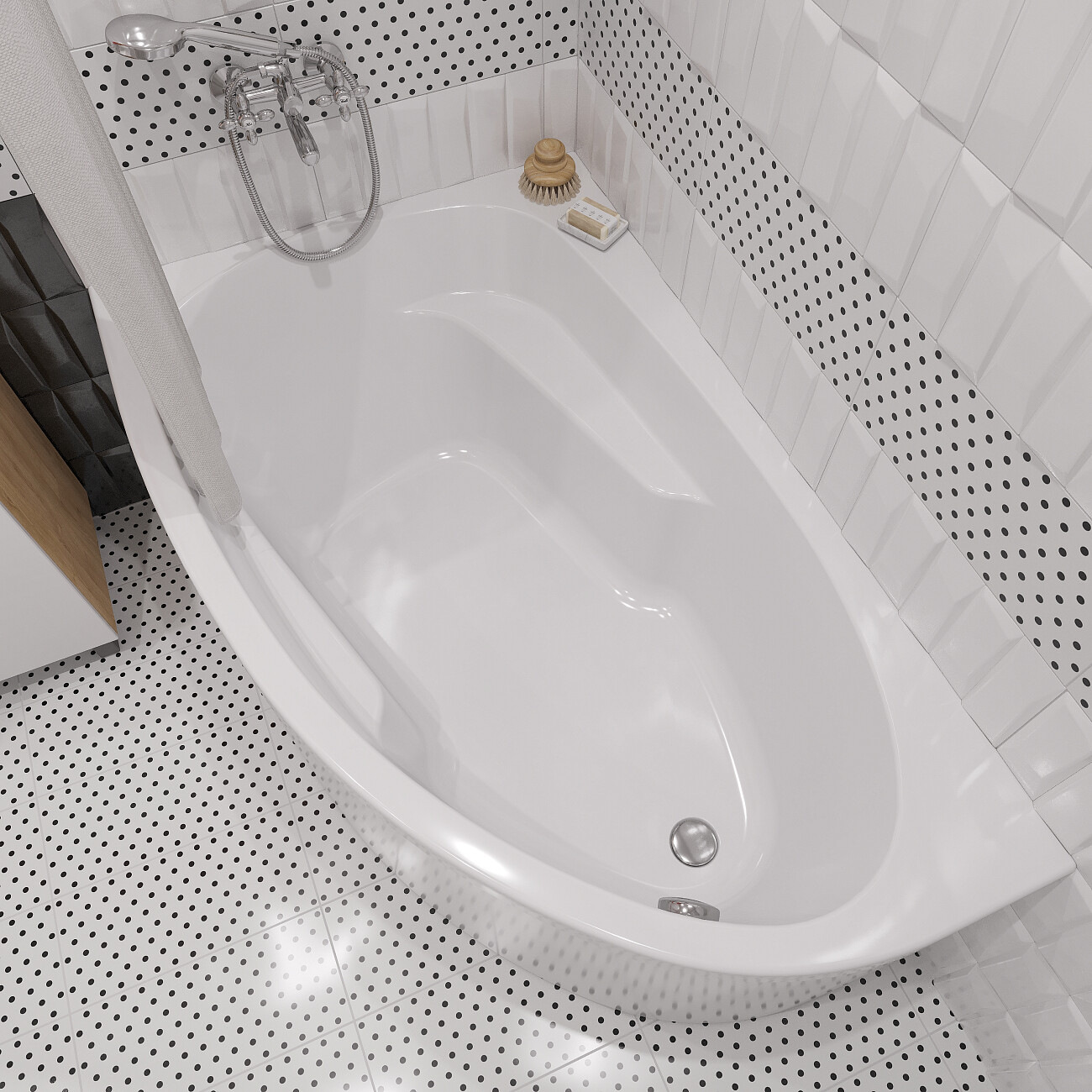 Смеситель для ванны и душа двухвентильный с душевым гарнитуром хром Diwo "Сочи" SO-04cr - изображение 6