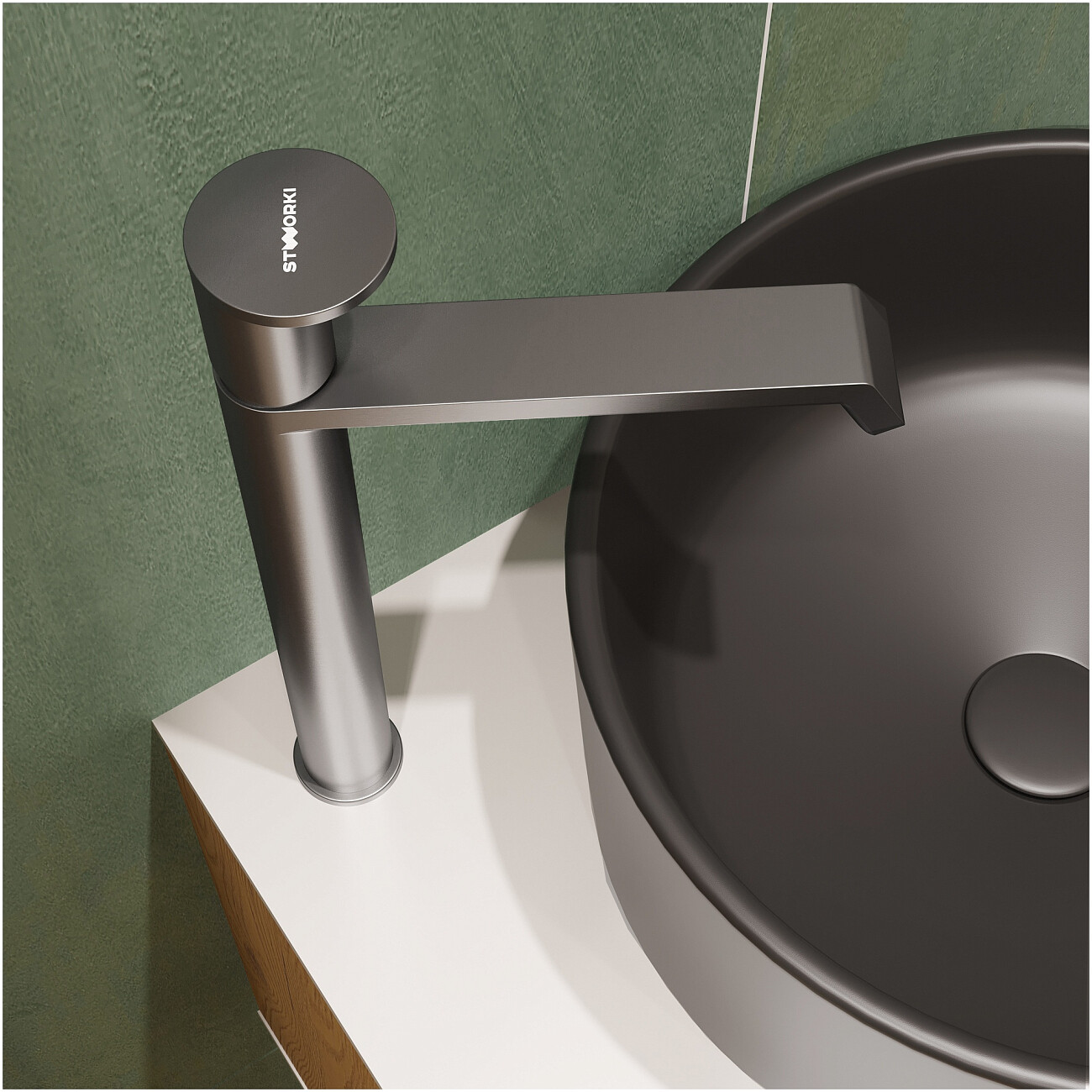 Смеситель для раковины однорычажный вороненая сталь Stworki "Лерум" S04020GB - изображение 6