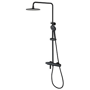 Душевая стойка с держателем и термостатом черная Lemark Bronx LM3772BL