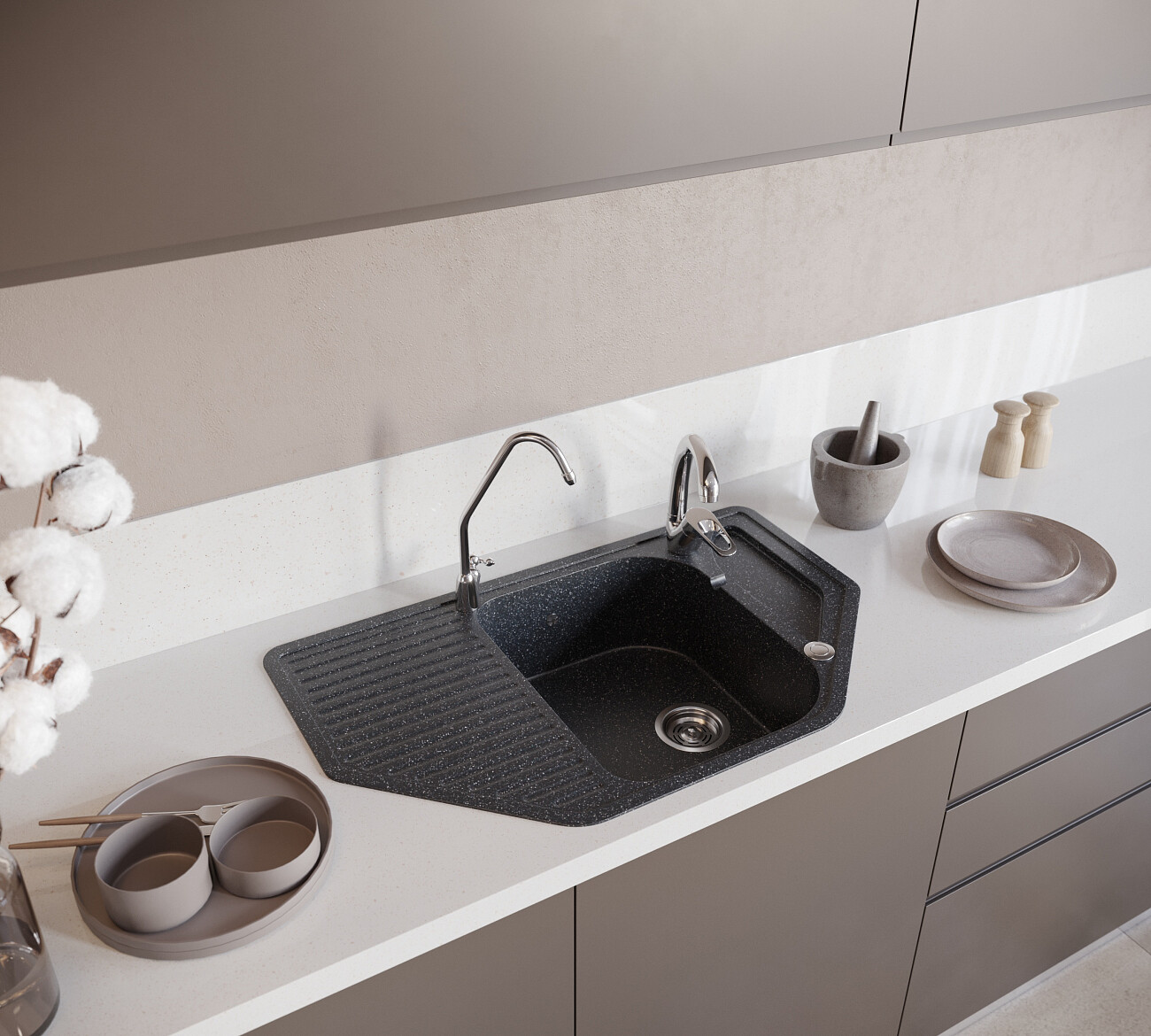 Мойка кухонная черная Domaci "Бьелла" DMC-10-308 - изображение 2