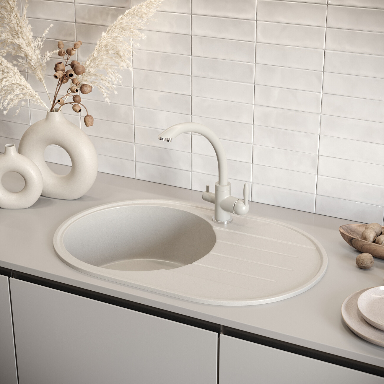 Мойка кухонная платина Domaci "Солерно" DN 750-04 - изображение 3