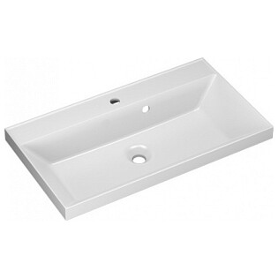 Раковина накладная из литьевого мрамора прямоугольная 45х100 см белая СаНта Classic 100