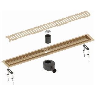 Душевой лоток с вставкой &quot;lines&quot; золото матовое Timo Drain System 900